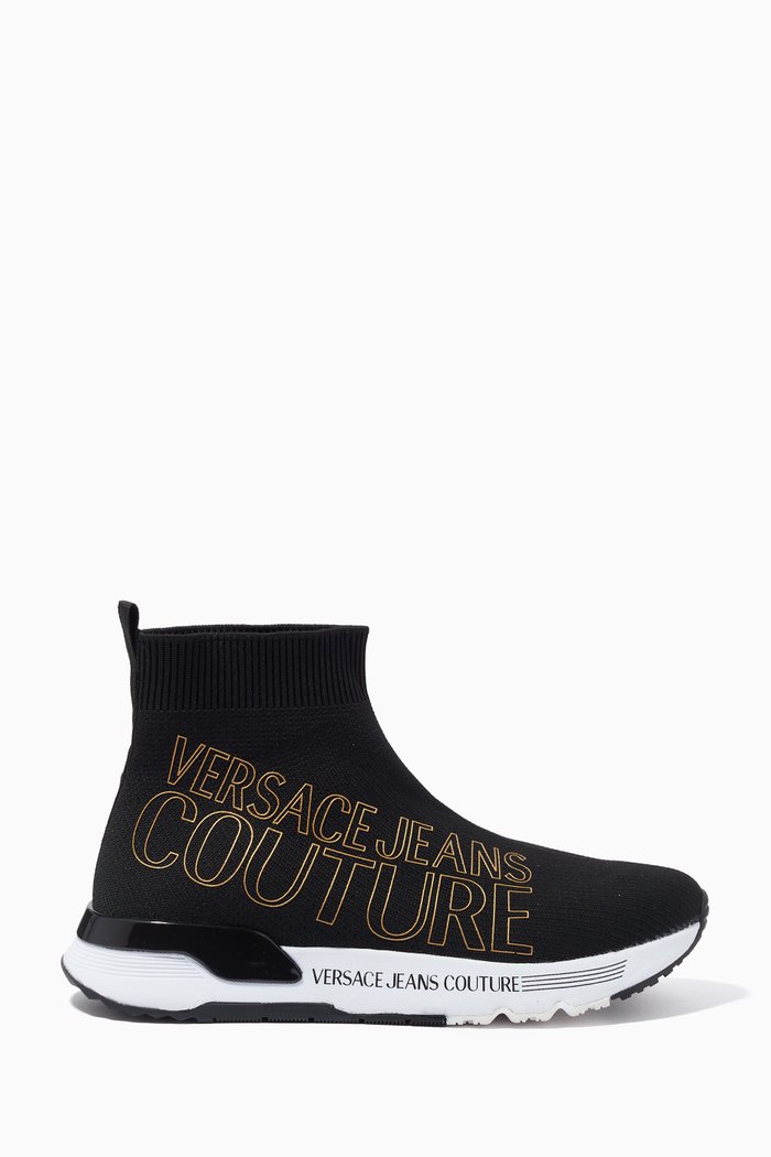 

Logo Sneakers in Knit Fabric, Black