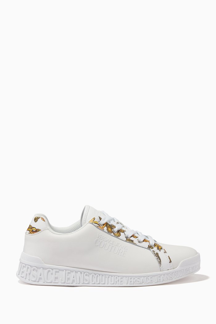 

Baroque Print Logo Sneakers in Leather, White