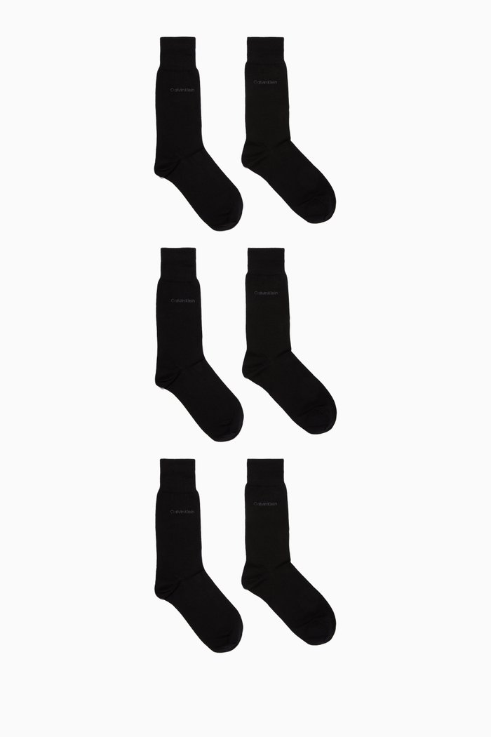

Crew Socks in Cotton Blend, Set of 3, Black