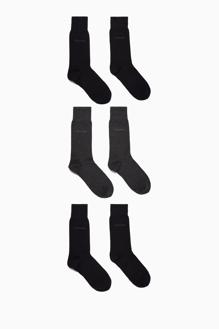 

Crew Socks in Cotton Blend, Set of 3, Blue