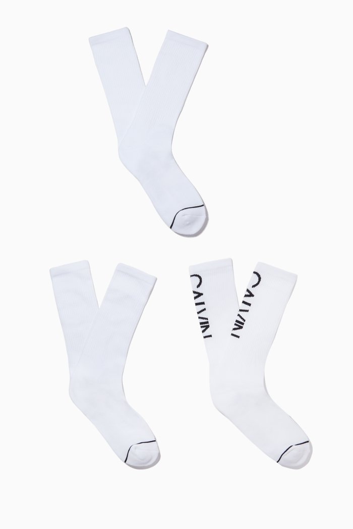 

Athleisure Crew Socks in Cotton Blend, Set of 3, White