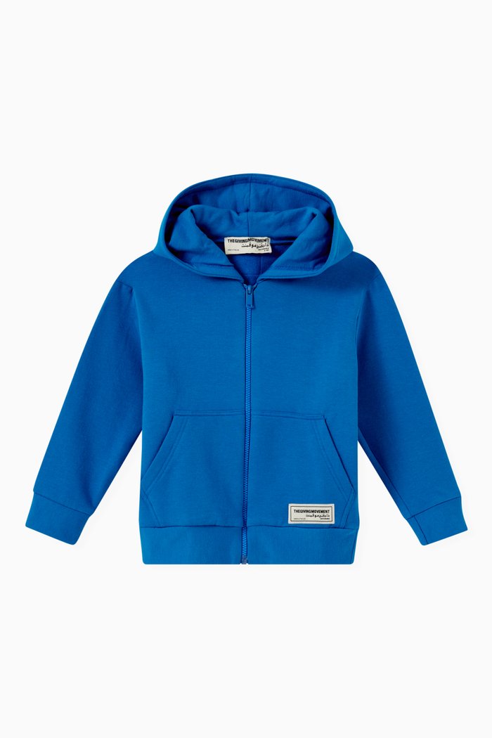 

Organic Bamboo Cotton Oversized Zip Hoodie, Blue