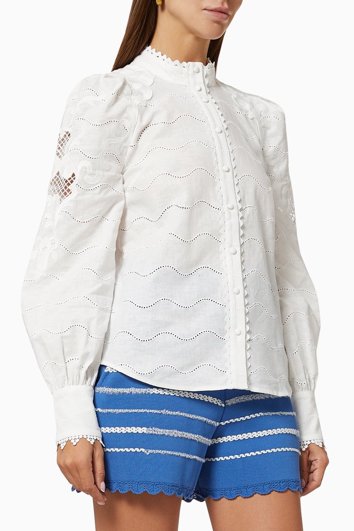 

Embroidered Shirt in Cotton, White