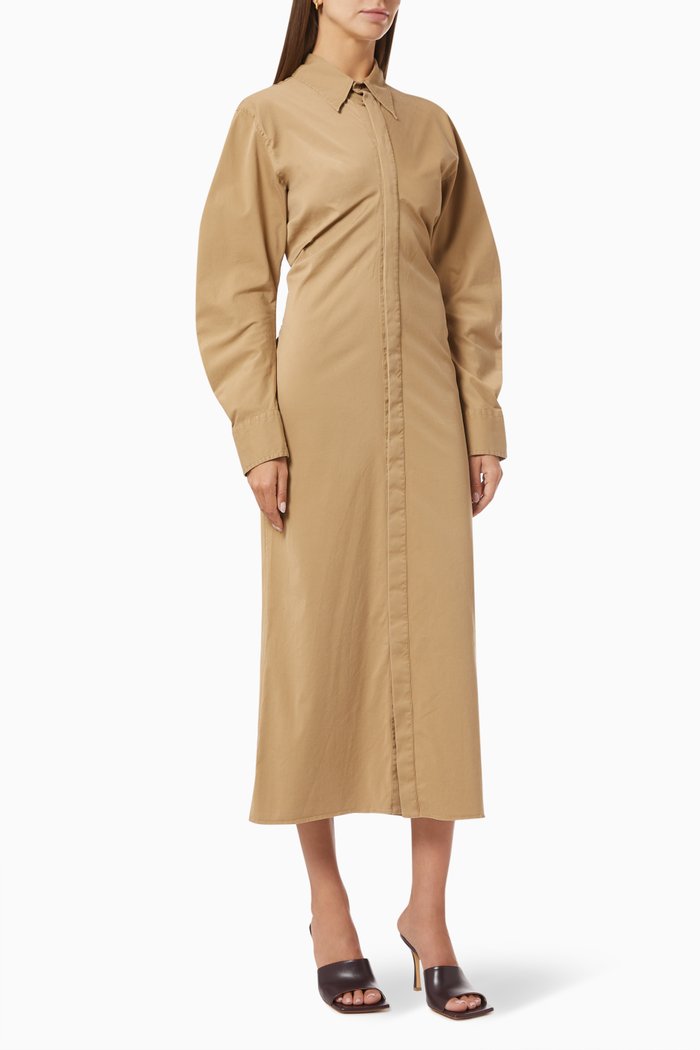 Shirt Dress in Soft Washed Cotton, Neutral