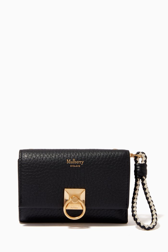 

Iris Trifold Wallet in Heavy Grain Leather, Black