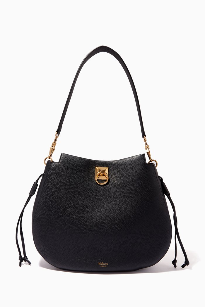 

Iris Hobo Shoulder Bag in Heavy Grain Leather, Black