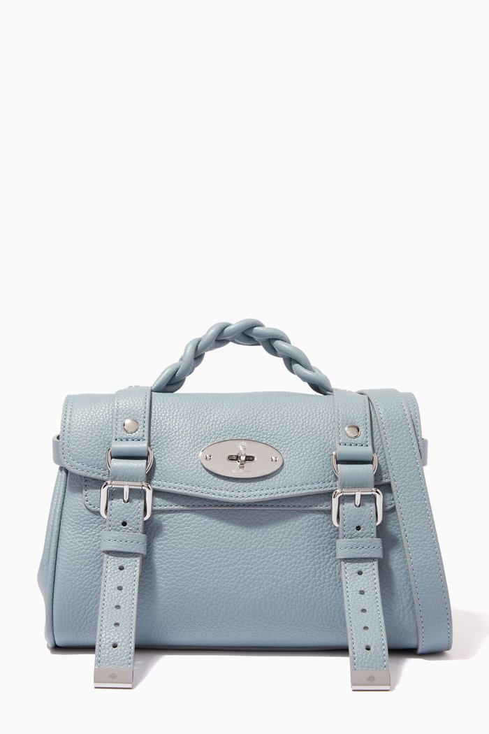 

Mini Alexa Satchel Bag in Small Classic Grain Leather, Blue
