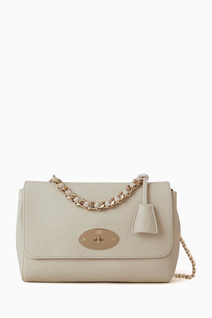 

Medium Lily Top Handle Bag in Heavy Grain Leather, White