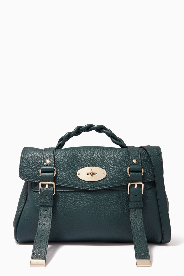 

Alexa Satchel Bag in Heavy Grain Leather, Green