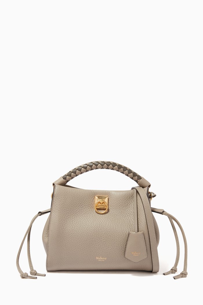 

Small Iris Shoulder Bag in Heavy Grain Leather, Grey