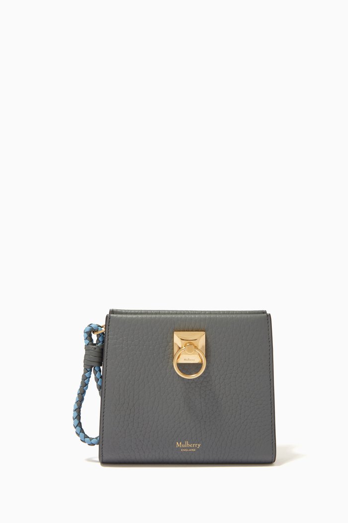 Iris Zip Wallet in Heavy Grain Leather, Grey