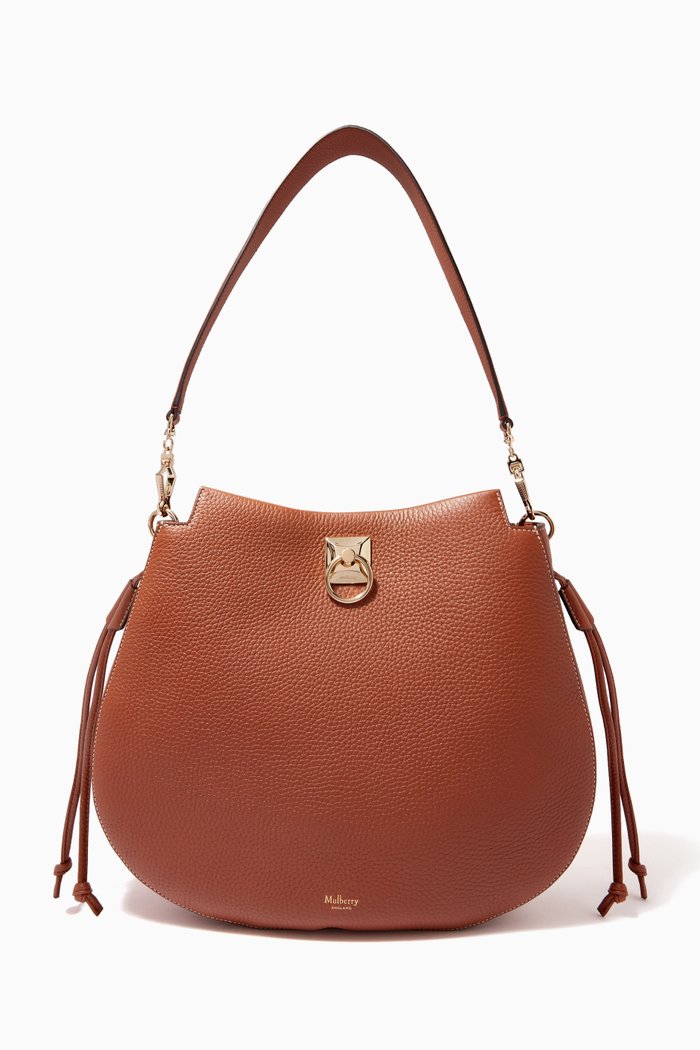 

Iris Hobo Shoulder Bag in Heavy Grain Leather, Brown