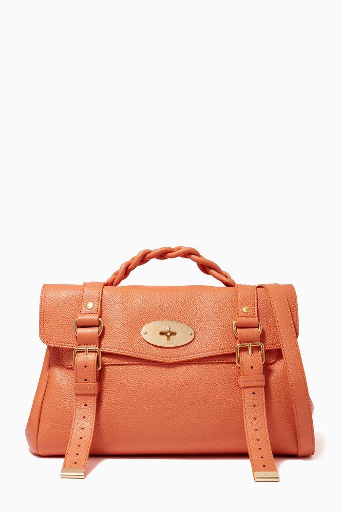 

Alexa Satchel Bag in Heavy Grain Leather, Orange