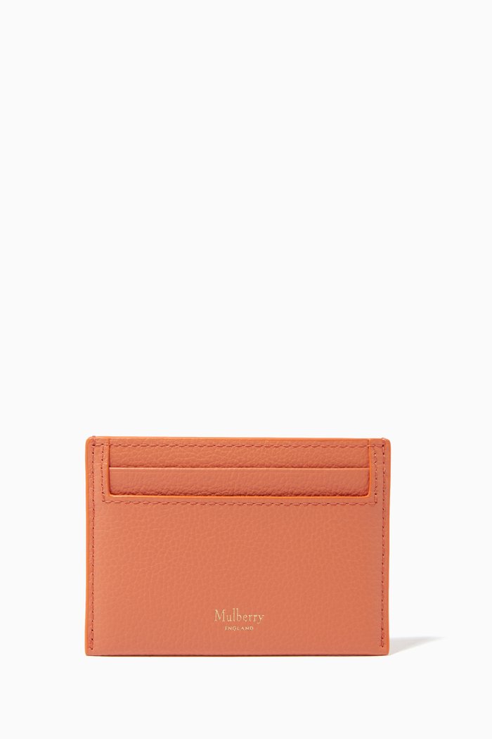 Card Holder in Small Classic Grain Leather, Orange