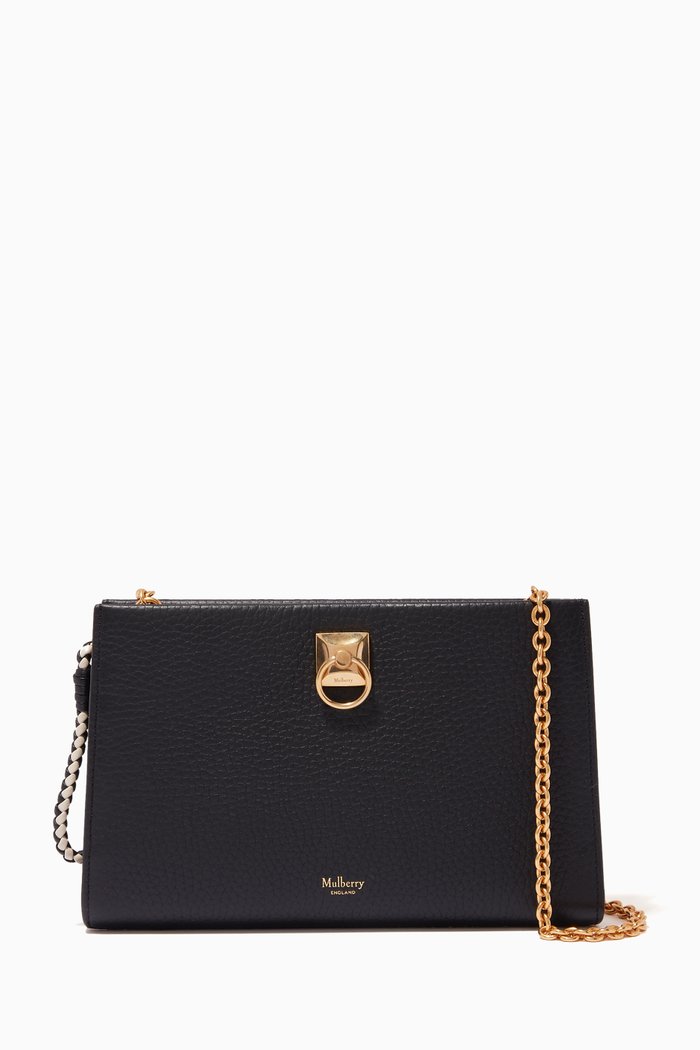 

Iris Chain Wallet in Heavy Grain Leather, Black