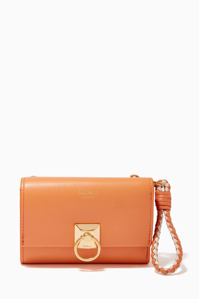 

Iris Trifold Wallet in Silky Calf Leather, Orange