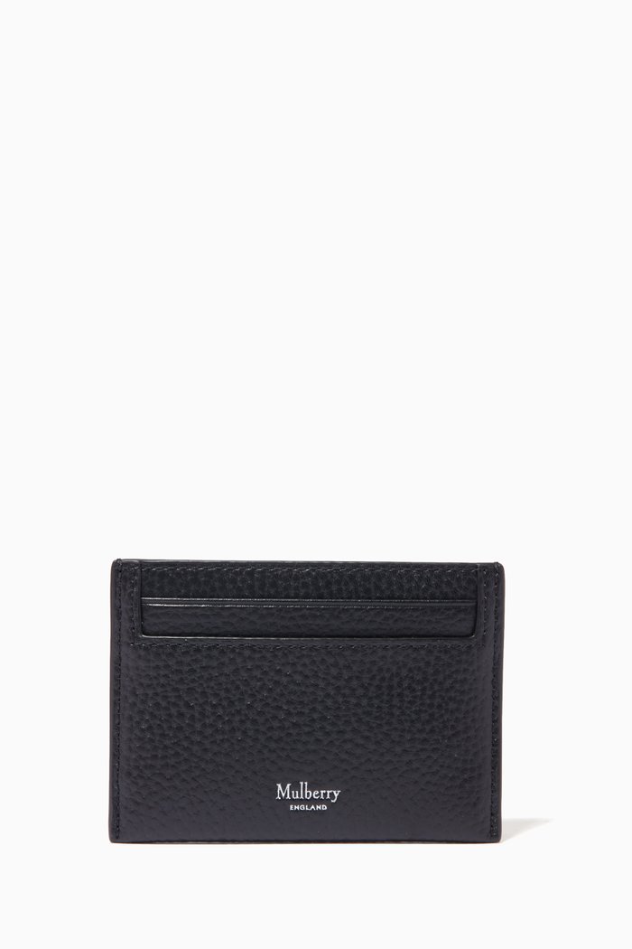 Card Holder in Natural Grain Leather, Black