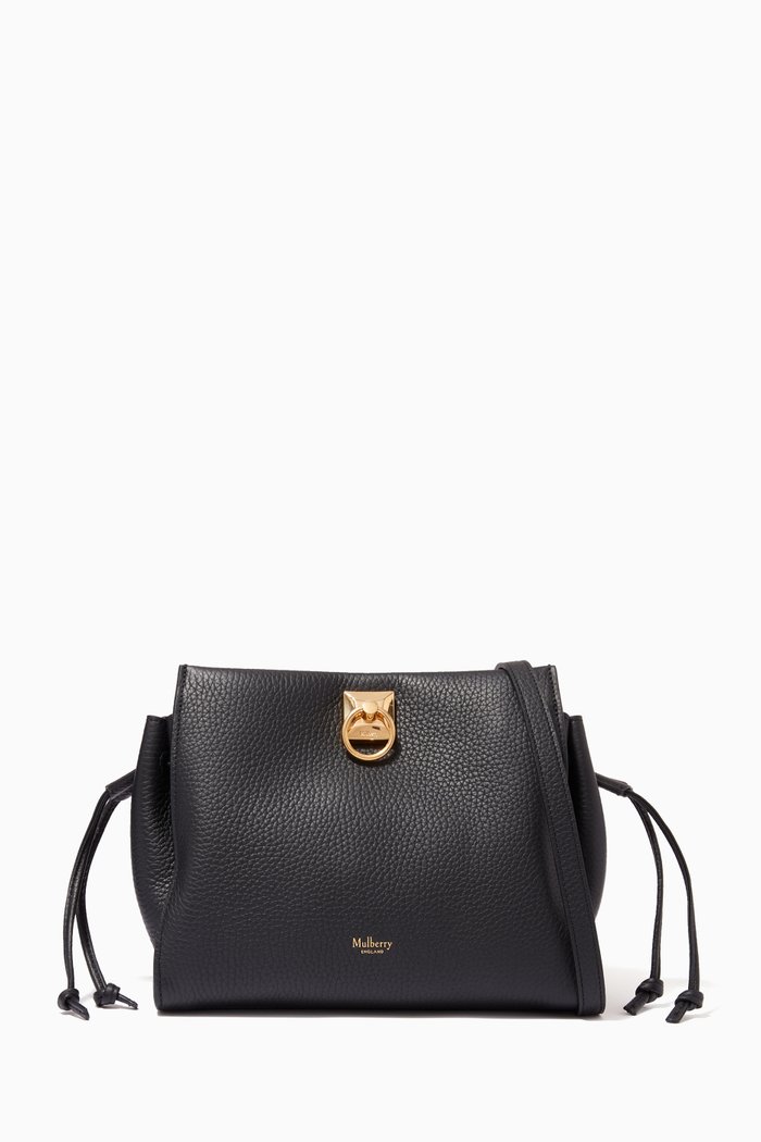 

Small Iris Shoulder Bag in Heavy Grain Leather, Black