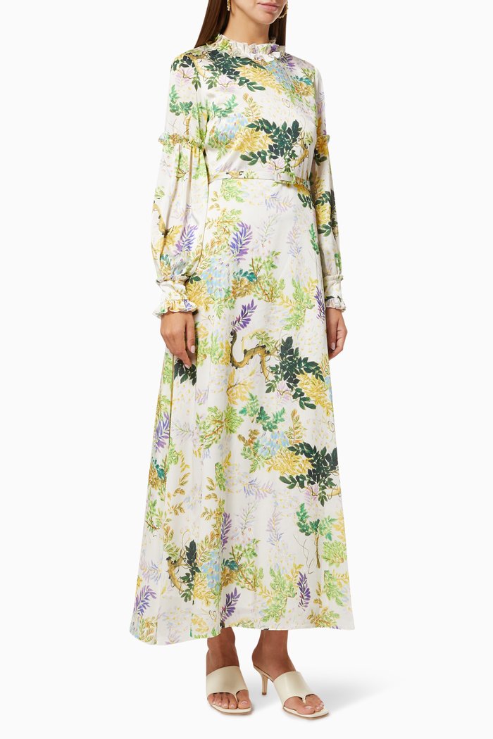 

Frill Belted Dress, Multicolour