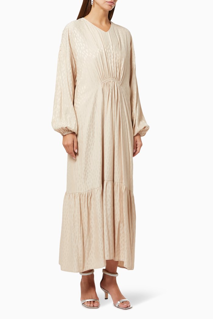 

Gathered Tiered Dress, Neutral