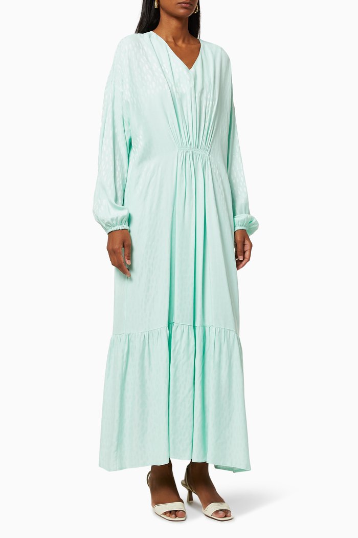 

Gathered Tiered Dress, Blue