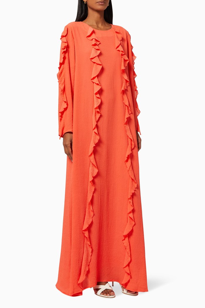 

Ruffle Long Sleeve Dress, Red