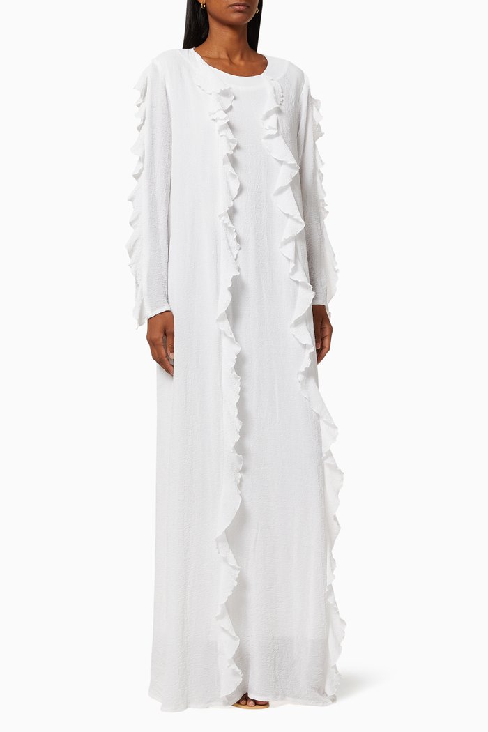 

Ruffle Long Sleeve Dress, White
