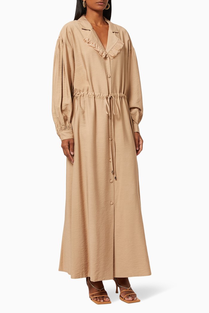

Drawstring Shirt Dress, Neutral