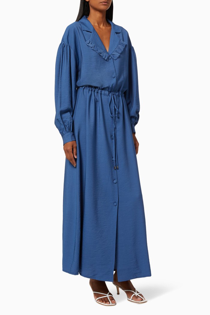 

Drawstring Shirt Dress, Blue