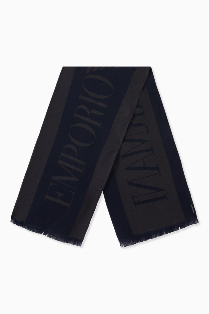 

EA Lettering Scarf in Wool, Blue