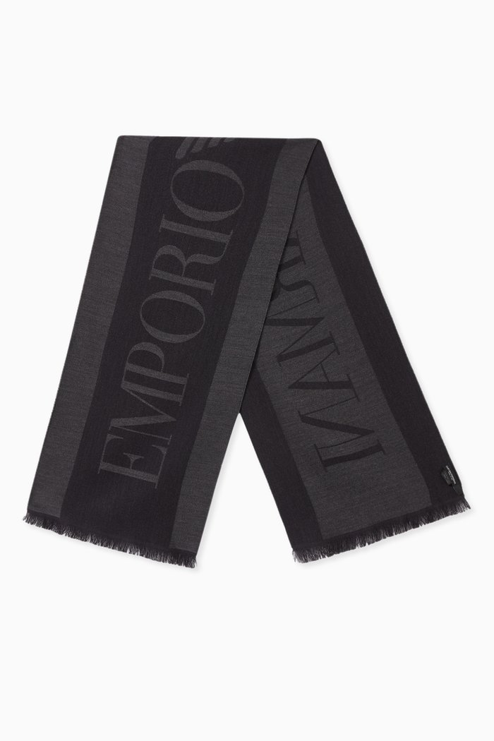

EA Lettering Scarf in Wool, Grey