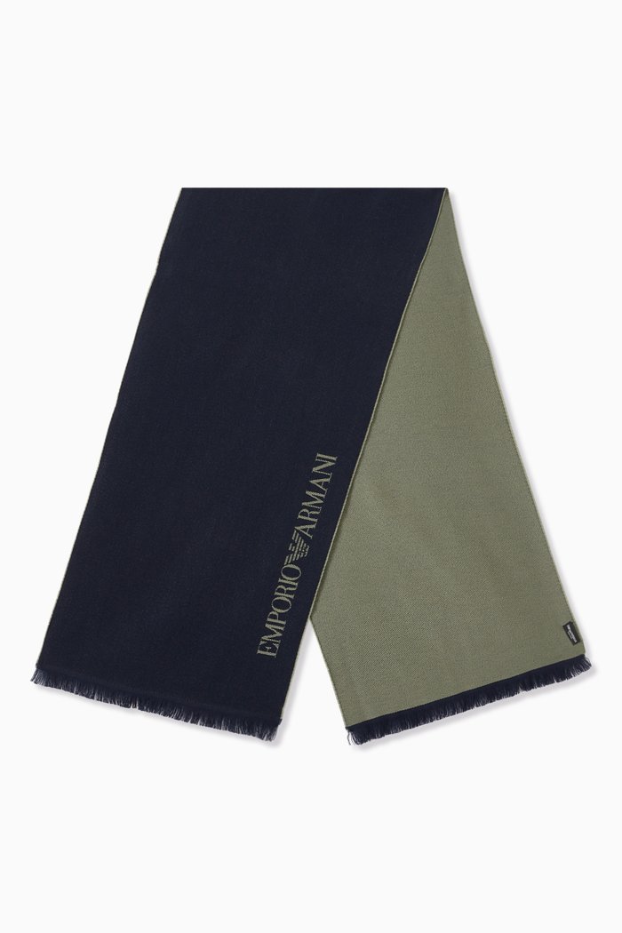 

EA Lettering Scarf in Wool, Blue