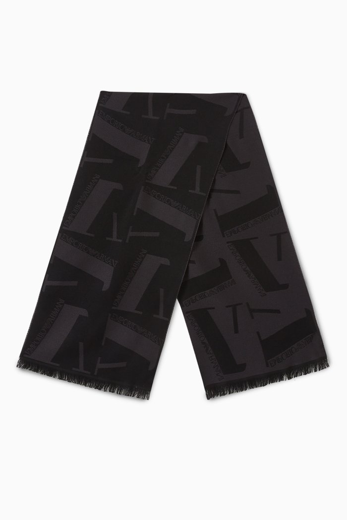 

EA Macro Logo Scarf in Wool, Black