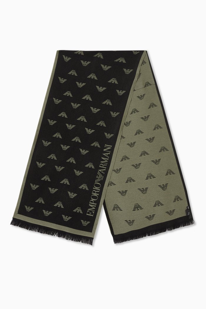 

EA Macro Logo Scarf in Wool, Green