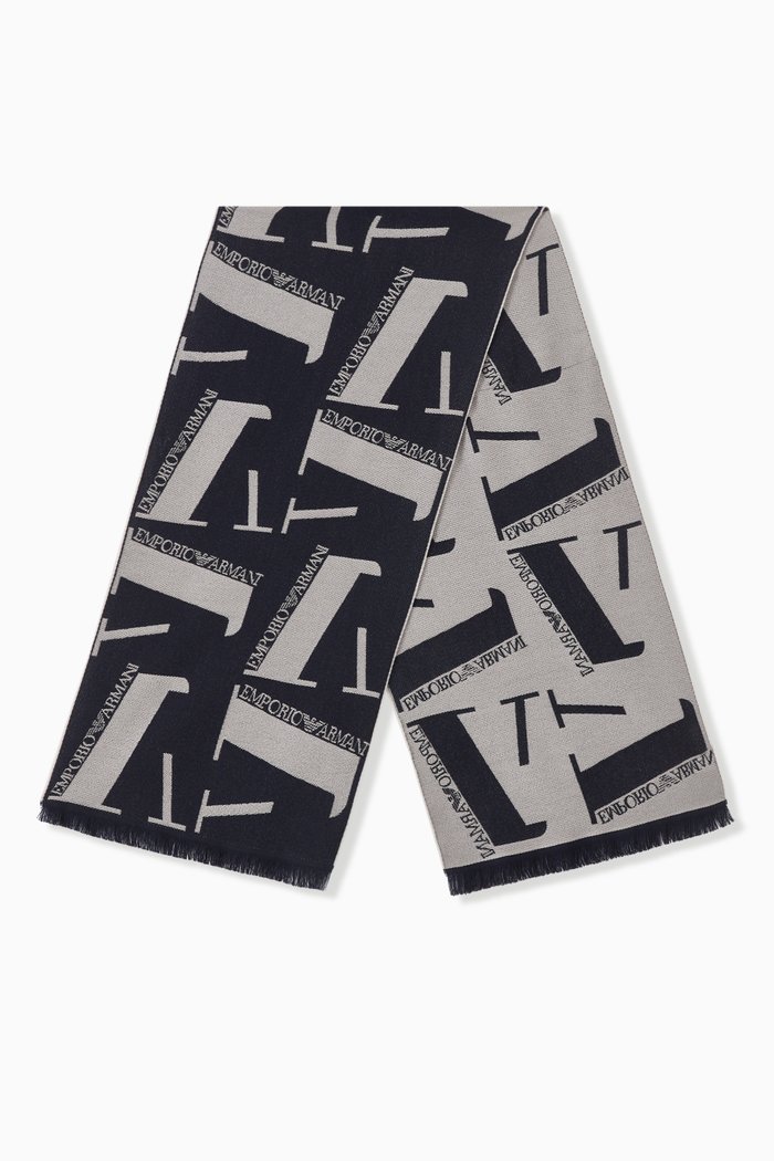 

EA Macro Logo Scarf in Wool, Blue