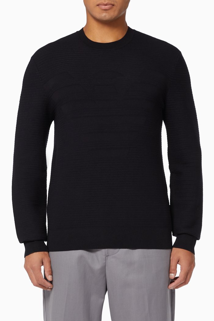 

Ottoman Eagle Sweater in Viscose Knit, Blue