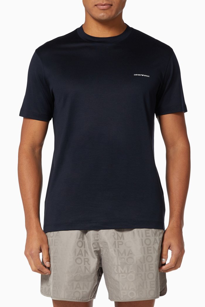 

Essential Capsule EA Micro Logo T-shirt in Jersey, Blue