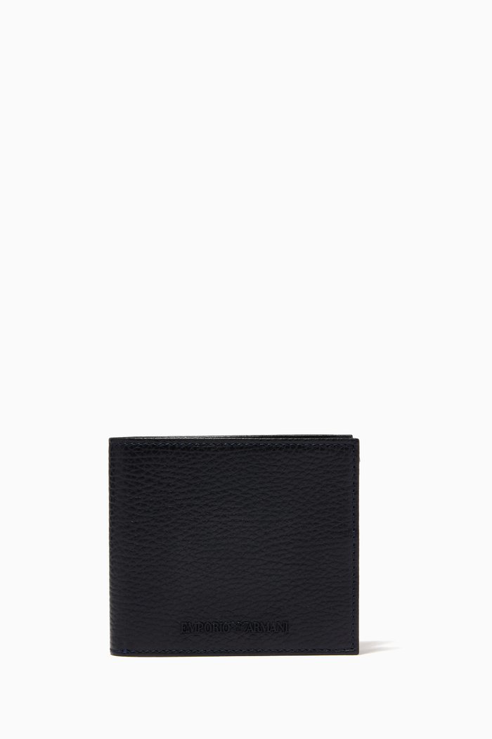 

EA Bi-fold Wallet in Tumbled Leather, Blue