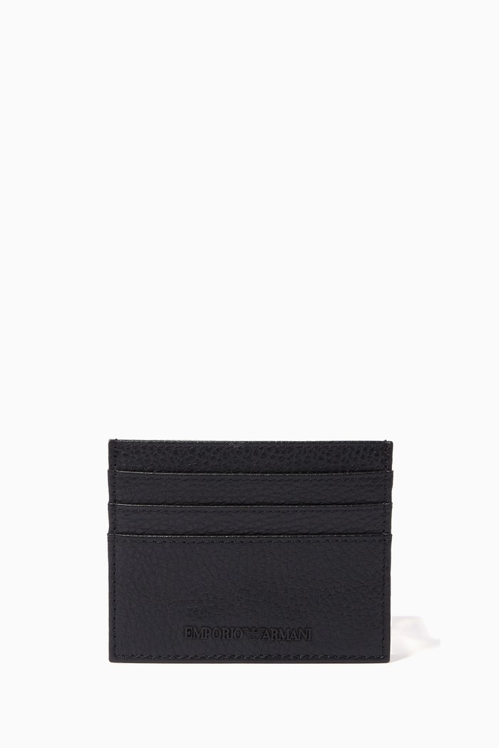 

EA Logo Card Holder in Tumbled Leather, Multicolour