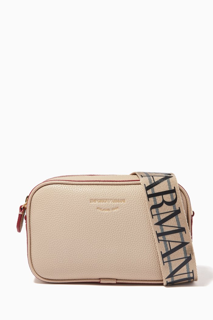 

EA Logo Tape Mini Bag in Deer-printed Faux Leather, Neutral
