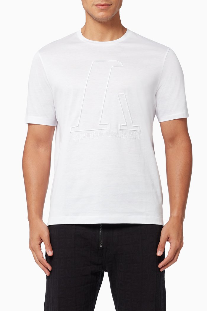 EA Macro Logo T-shirt in Cotton Jersey, White