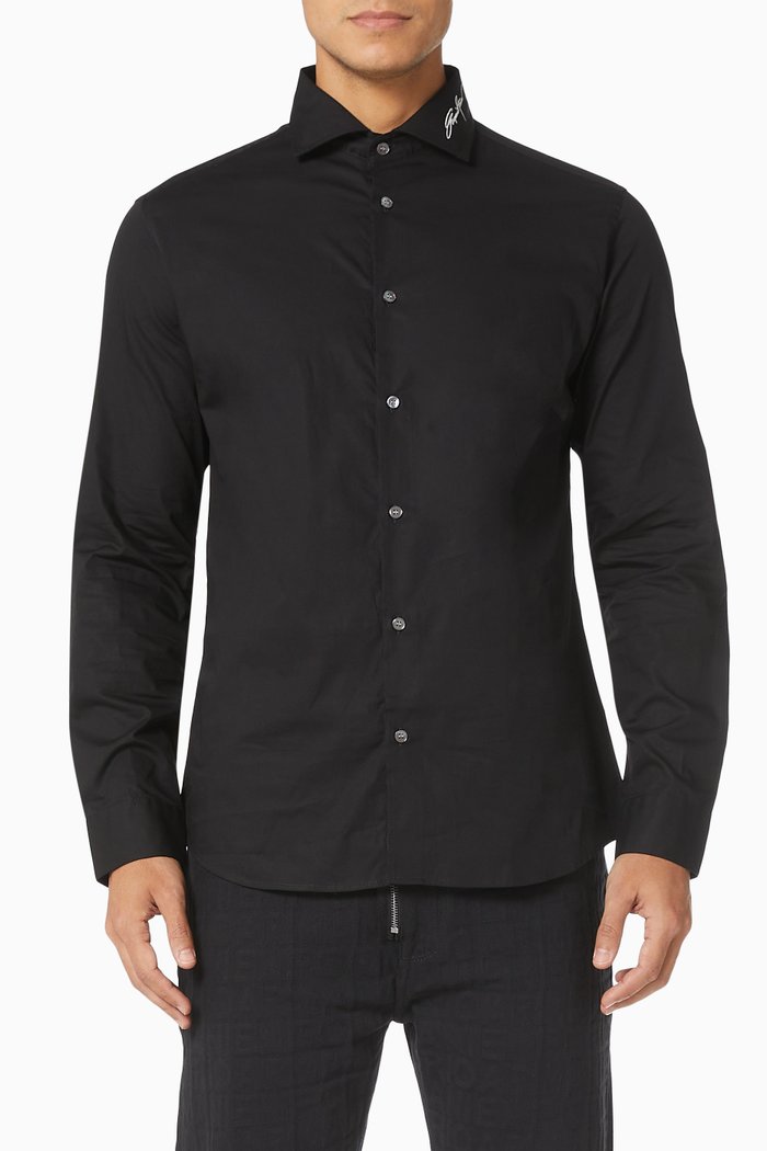 

EA Signature Shirt in Cotton Poplin, Black