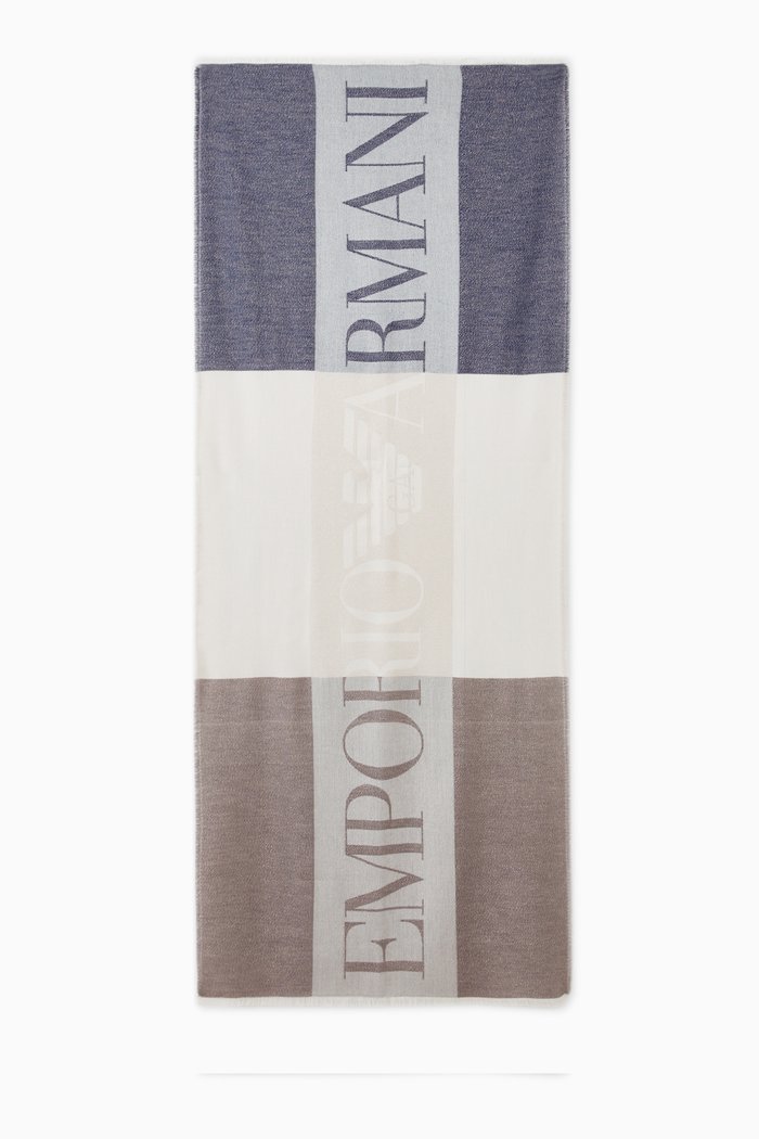 EA Colour Blocked Scarf in Modal, Blue