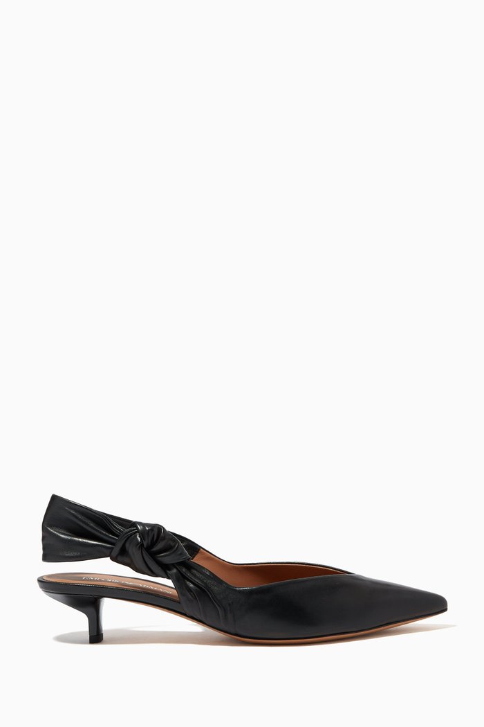 

Madi Knot Kitten Heels in Leather, Black