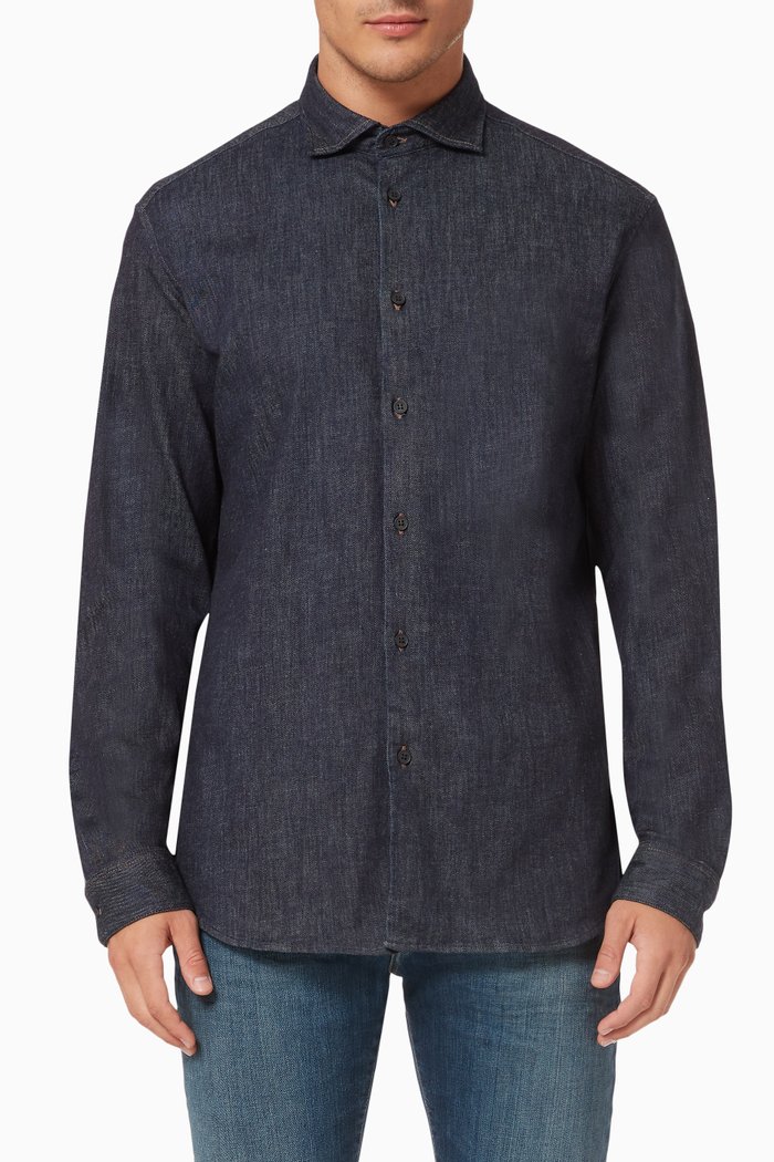 

Eco-Sustainable Capsule Collection Shirt in Recycled Denim, Blue