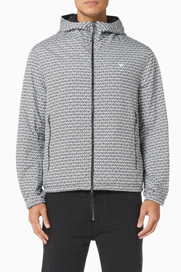 

EA Eagle Monogram Reversible Jacket in Nylon, White