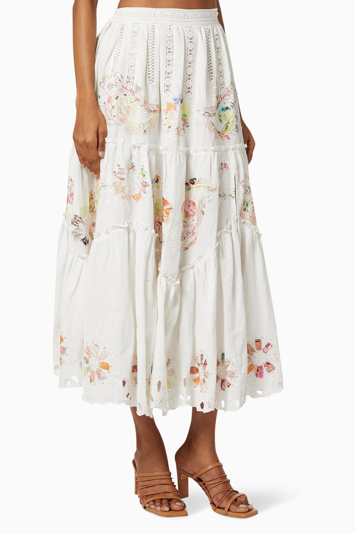 

Cora Slit Midi Skirt, White