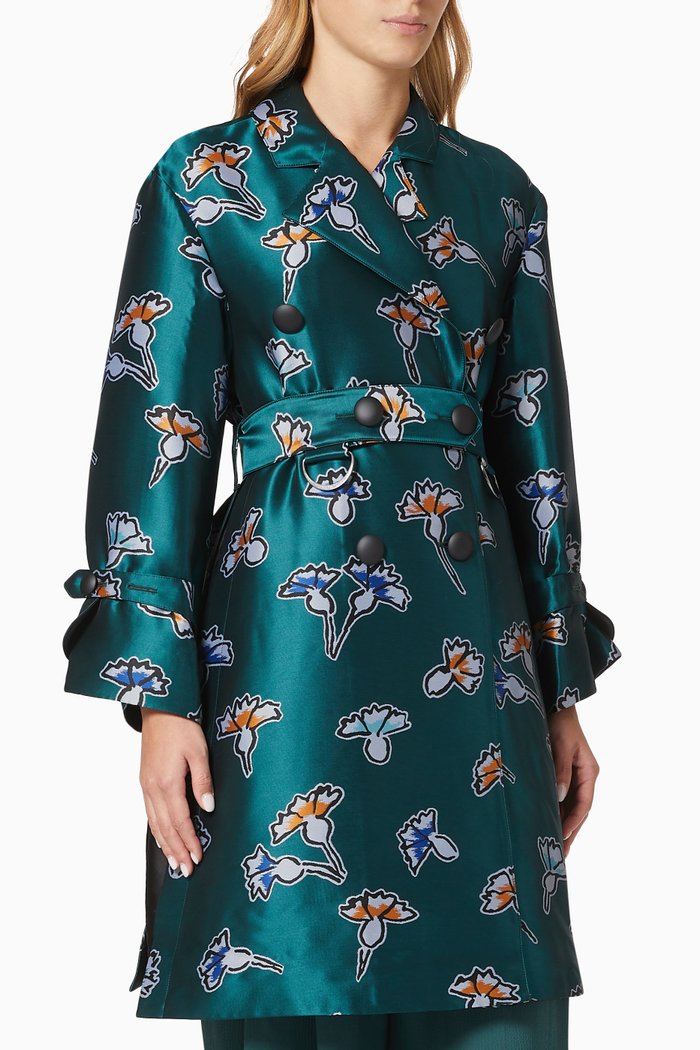

Ginko Trench Coat in Satin, Green