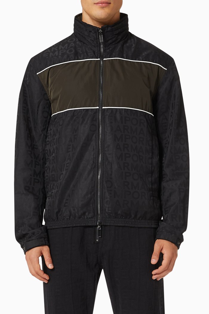 

Reversible Jacket in Jacquard Nylon, Black