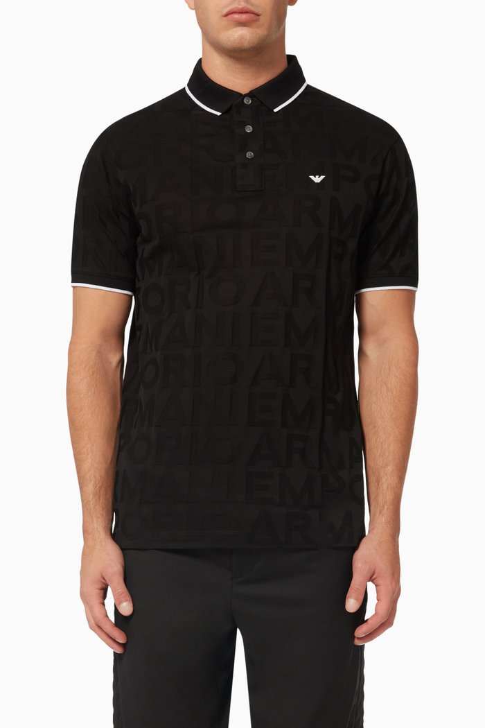 

EA Eagle Polo Shirt in Cotton, Black